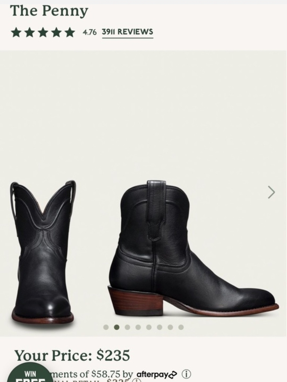 Tecovas Black Boots The Penny Size 9